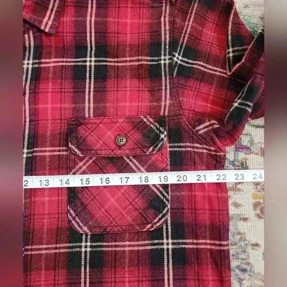 CE Schmidt Men's Red Plaid Button Front Shacket top, sz LG - Picture 9 of 12